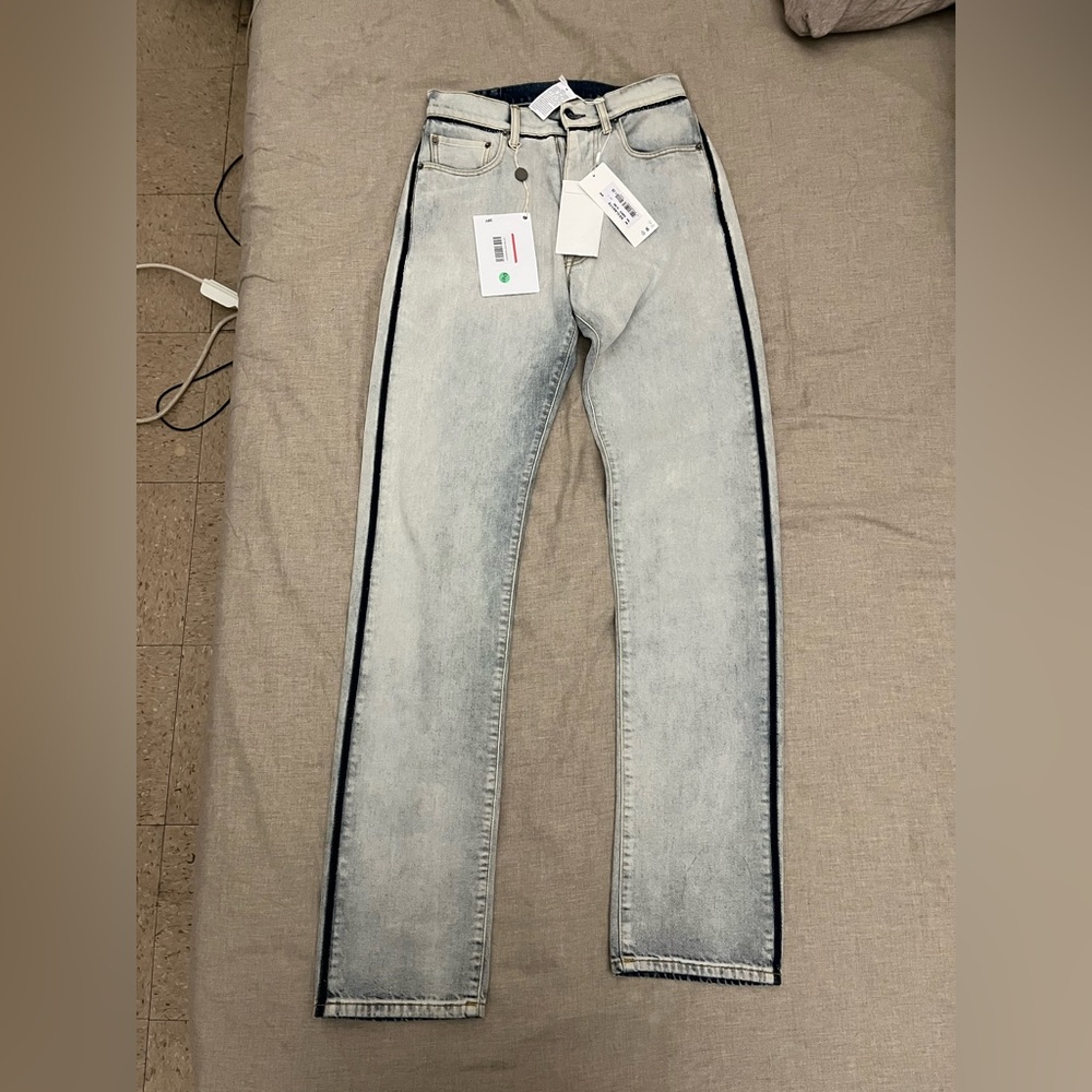 Maison Martin Margiela Women's Light blue High Rise Jeans with blue Stripe